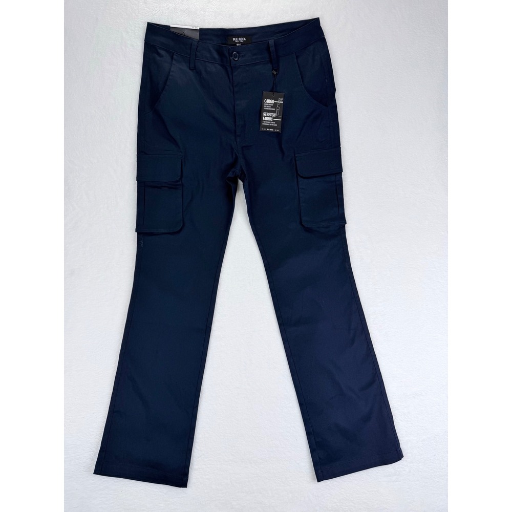 Blu Rock New‎ York Mens Navy Blue Stretch Cargo Pants Size 32 MCGP-3800NV NEW